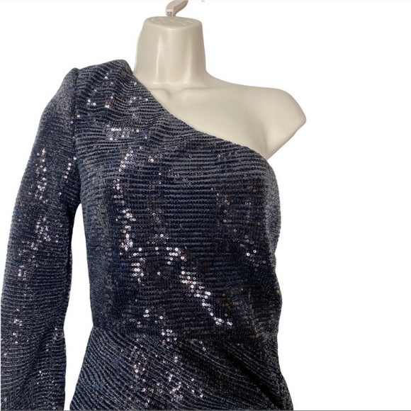 Michael Costello x Revolve Sequins One Shoulder Side Slit Terri Gown - Picture 5 of 12